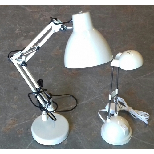 404 - Off white angle poise and 1 x other desk lamp