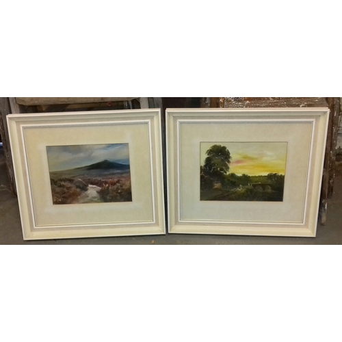 463 - 51 x 44.5 cm framed pair of pre-war oil paintings on board. Believed to be the same artist but no vi... 