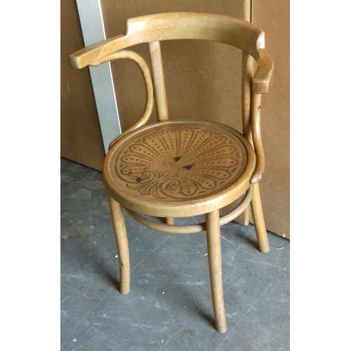 438 - Vintage APM Poland bentwood chair with embossed pattern seat