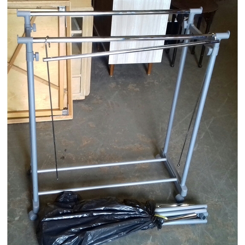 345 - 1 x assembled and 1 x flat packed double portable clothes rail