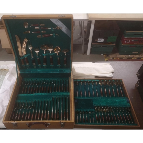 117 - S. Samran Thailand Co Ltd 78 piece wooden and bronze canteen of cutlery in rosewood case