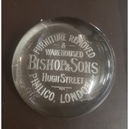 52 - 8 cm diameter Bishop & Sons London glass paper weight