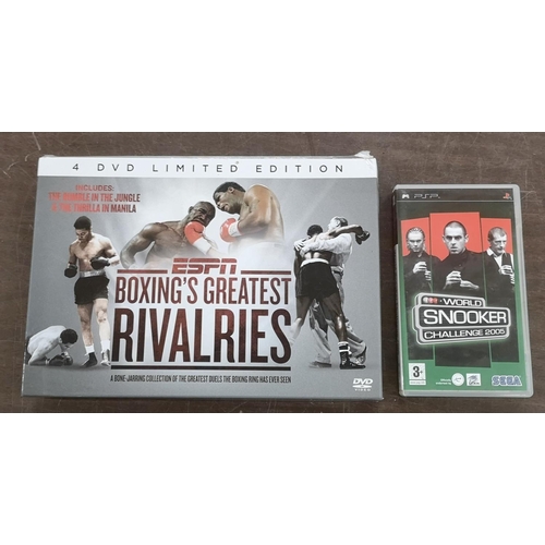 76 - Boxed boxings greatest rivalries 4 dvd box set & world snooker Sony PSP game