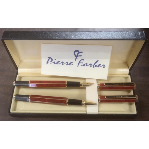 21 - Pierre Farber fountain and ball point set in case