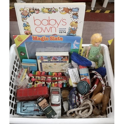 65 - Basket of assorted vintage and retro toys