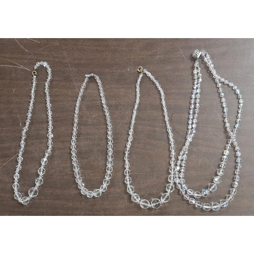 31 - 4 x vintage crystal beaded necklaces