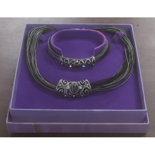 23 - Jewelled fashion jewellery necklace and bracelet set in box