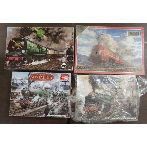 118 - 4 x steam train jigsaw puzzles including 1 still factory sealed