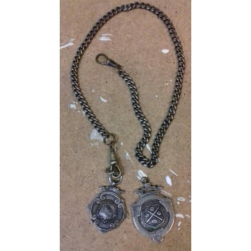 526 - 2 x hallmarked silver fob pendants, one attached to fob