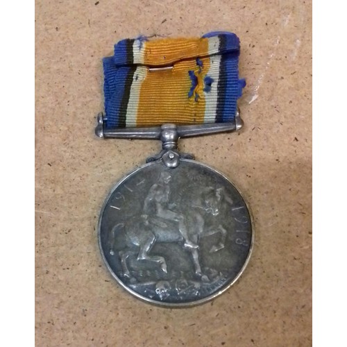 527 - WWI 1914-18 medal with ribbon engraved on edge 112796. GNR. E.LOCKETT R.A.