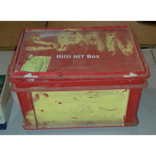 300 - 40 x 30 x 25 cm Hilti hit box full of assorted foam ear plugs