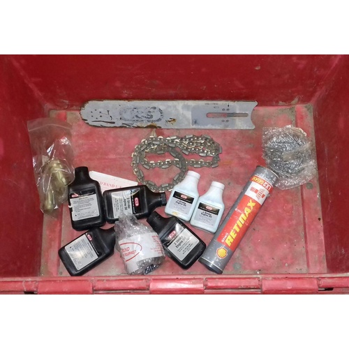 399 - ICS 613 GC diamond chain saw & storage box of parts, oil and spare chain etc