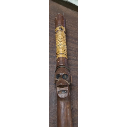 52 - African tribal stick with carved detail