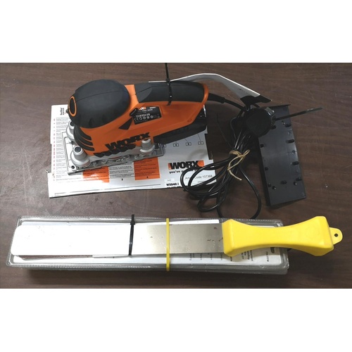 210 - Worx 220 wt sheet sander as new and Faithfull flexi file with quantity of sanding strips