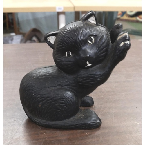 136 - Painted cast iron cat door stop