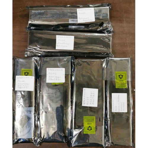 61 - Bundle of 6 x assorted replacement batteries for various Acer laptops