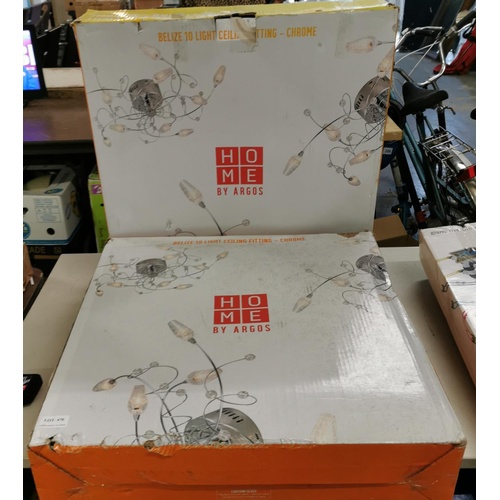 98 - Pair of boxed and unused Home by Argos Belize 10 light chrome ceiling lights