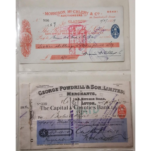 66 - 6 x old cheques dating 1869, 1876, 1882, 1912, 1915 & 1939