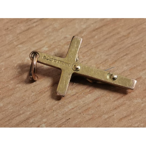 35 - Nine carat gold hallmarked 2 x 1 cm Jesus on cross pendant