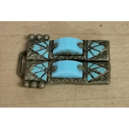 54 - Approx 3.5 x 2.5 Victorian Turquoise stone buckle