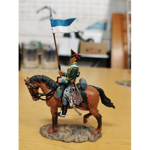 51 - Del Prado painted lead soldier on horse - Russian Pavlograd Hussars Trooper 1812