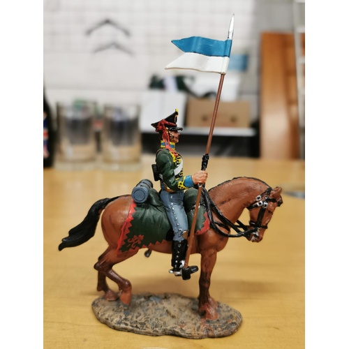 51 - Del Prado painted lead soldier on horse - Russian Pavlograd Hussars Trooper 1812