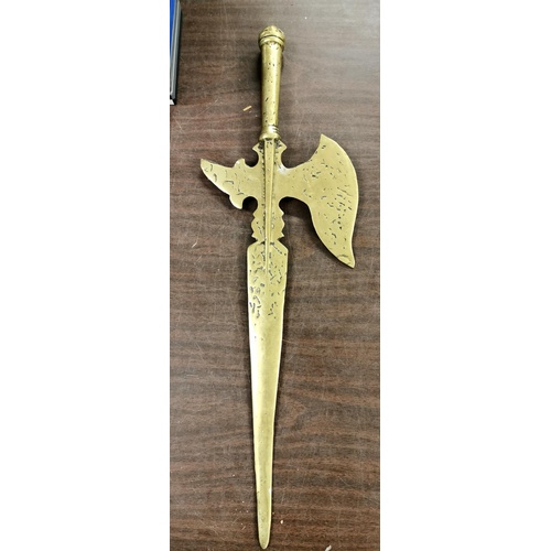 16 - Approximately 2 ft long solid brass axe