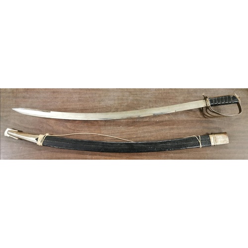 17 - Indian Steel curved blade sword in hard sheath