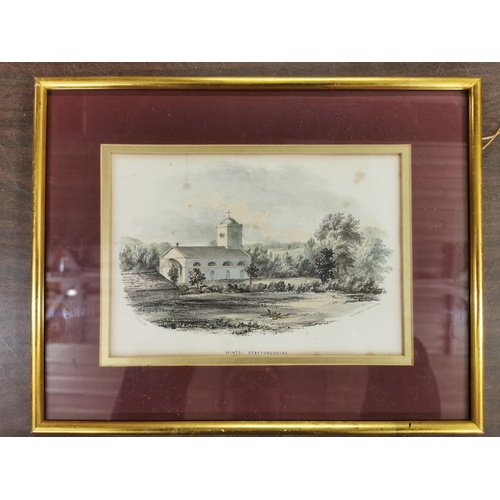 9 - 34 x 27 cm framed and mounted Standidge and Co lithograph print of Hints Staffordshire