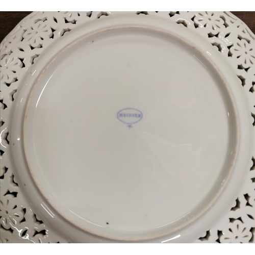 115 - 26cm diameter vintage Meissen floral pattern with pierced floral Edge plate