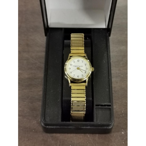 48 - Magnotherapy ladies gold tone watch with elasticated strap