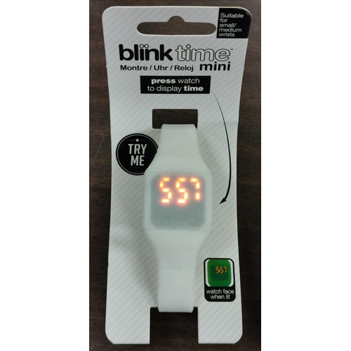 26 - New and carded Blink time Mini LED display silicone watch - white