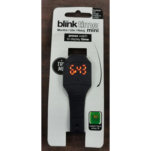 22 - New and carded Blink time Mini LED display silicone watch - black