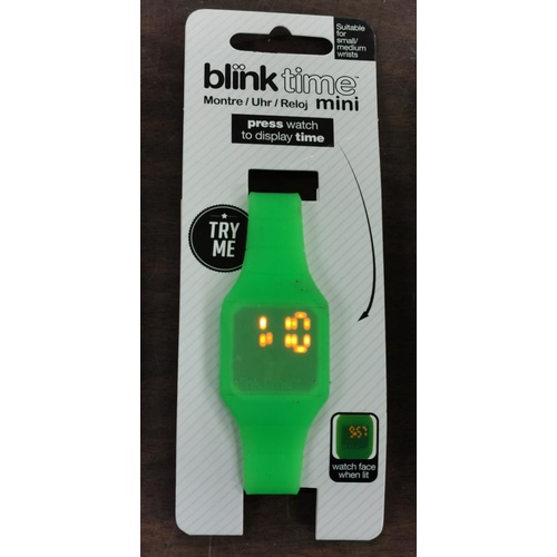 28 - New and carded Blink time Mini LED display silicone watch - green