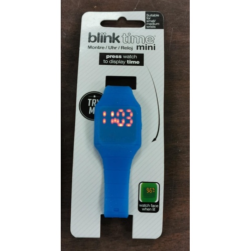 24 - New and carded Blink time Mini LED display silicone watch - blue