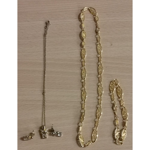 67 - 2 x gold tone costume jewellery sets of necklace and earrings & necklace and bracelet