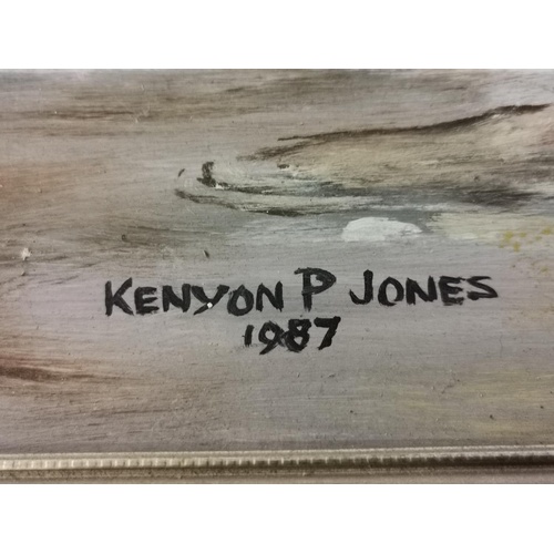 289 - 46 x 35 cm framed amateur art painting of game fish signed and dated Kenyon P. Jones 1987