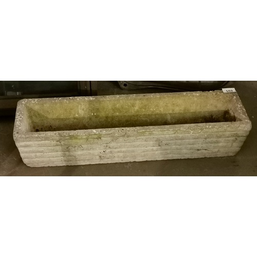 102 - 82 x 22 x 18 cm tall large brickwork pattern concrete trough planter