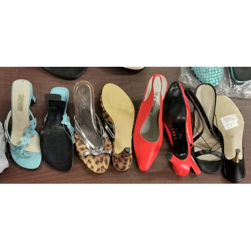 118 - 4 x pairs of ladies designer heel evening shoes in worn but good condition size 4