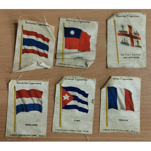 62 - 6 x Kensitas Cigarettes national flags silk picture cards