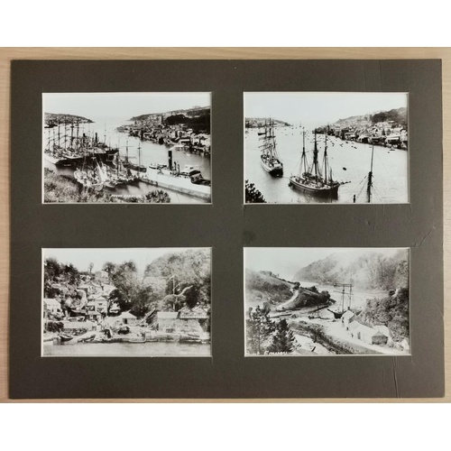 63 - Turn of the century black and white photographs of 1890's Fowey harbour and 1912 Pont in unframed 35... 