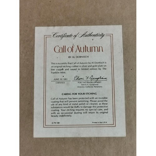 89 - 43.5 x 34 cm framed Franklin Mint silver and gold plate on copper, limited edition etching by Al Dor... 