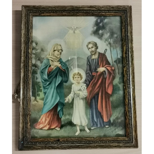 90 - 36.5 x 46.5 cm old oak framed religious picture print