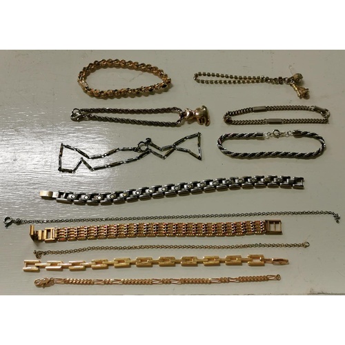 108 - 12 x assorted gold and silver tone bracelets
