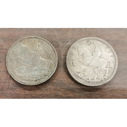 80 - Pair of 1935 silver crown coins