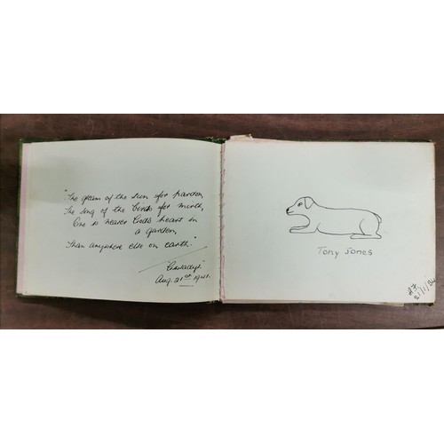 240 - Vintage autograph book - some pages loose - with assorted messages, mottos and drawings (to Olive Jo... 