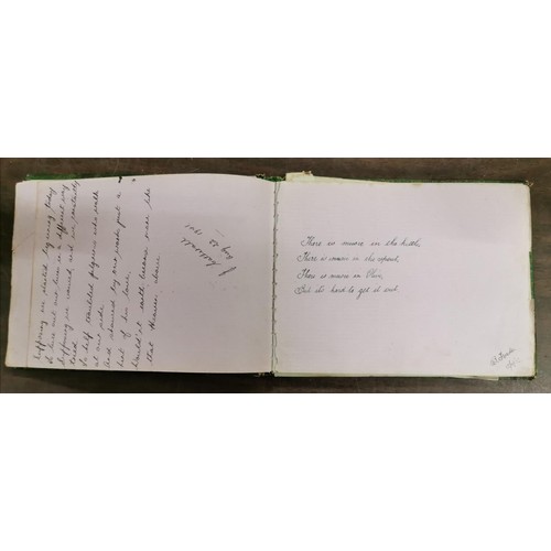 240 - Vintage autograph book - some pages loose - with assorted messages, mottos and drawings (to Olive Jo... 