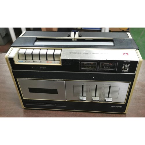 249 - Retro Hitachi stereo portable cassette recorder model TRQ-233S - no power lead so untested