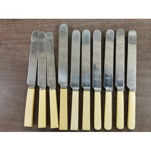 255 - Bundle of 10 x assorted vintage round end butter knives