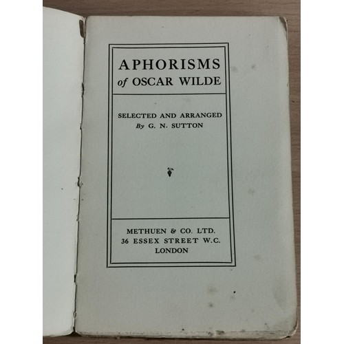 33 - 1914 first edition Aphorisms of Oscar Wilde by Methuen & Co book